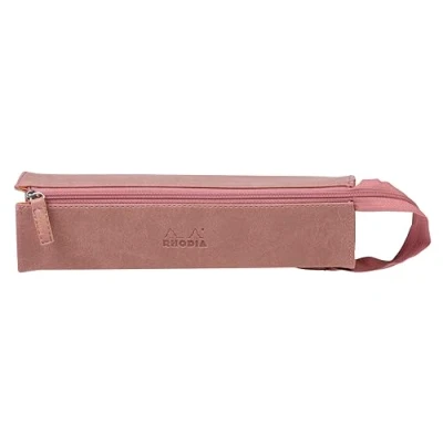 Image de RHODIA 319029C Trousse Plumier Rhodiarama Bois de Rose 23x5x5 cm Ouverture à Plat pour Utilisation en tant que Simili Cuir Rangement Stylos, Crayons, Feutres, Petites Fournitures