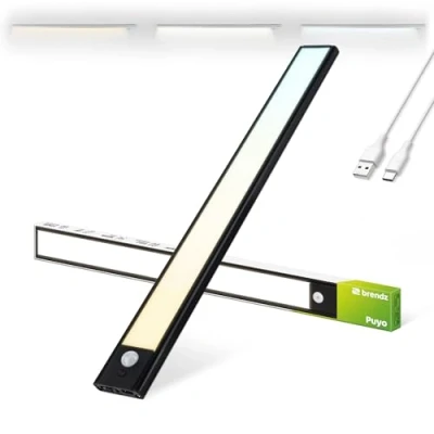 Afbeelding van Brendz USB C oplaadbare magnetische ledlamp, 3 kleurtemperaturen, nachtlicht voor kleedkamers, gangen, slaapkamers, garage, trappen, 40 cm, zwart
