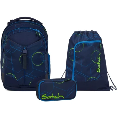 Afbeelding van Satch schoolrugzakset MATCH Blue Tech 3 delig, collectie 2025