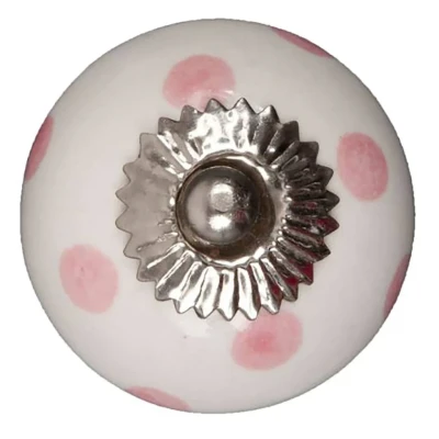 Afbeelding van Good in Style Meubelknop 40mm wit roze gestippeld licht.