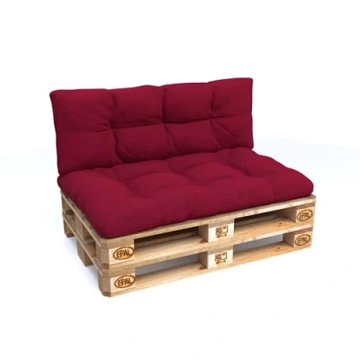Afbeelding van POKAR Set van 2 kussens voor Europallet: 1x zitkussen 120 x 80 cm + 1 rugkussen 40 cm, tuinbank, binnen en buiten, zonder pallet, bruin