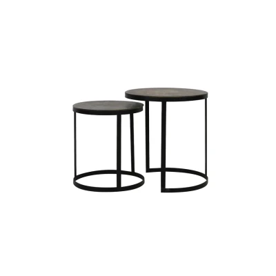 Afbeelding van Light &amp; Living Bijzettafel TRELO Ø49x52cm Brons Set van 2