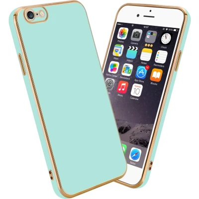 Afbeelding van Cadorabo Hoesje geschikt voor Apple iPhone 6 PLUS / 6S in Glossy Mintgroen Goud Beschermhoes Case Cover van flexibel TPU silicone en met camerabescherming