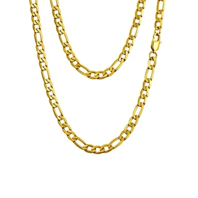 Afbeelding van PROSTEEL Figaro schakelketting voor heren, 3 in 1, van roestvrij/verguld staal, breedte 4/6/9/13 mm, lengte 36/46/51/55/61/66/71/76 cm