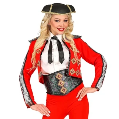 Afbeelding van Widmann Spaans &amp; Mexicaans Kostuum Sierlijke Stierenvechter Torera Tanja Vrouw Rood Small Carnavalskleding Verkleedkleding