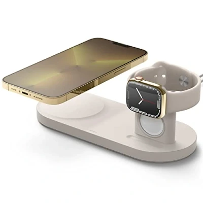 Afbeelding van elago MS Opladen Hub Duo Horloge compatibel met MagSafe Charger, draadloos laadstation, iPhone 14 &amp; 13 en 12 modellen, AirPods Pro 2.1, 3
