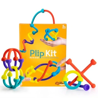 Afbeelding van Fat Brain Toys Plip Kit 52 delige set van flexibele siliconen in verschillende vormen, maten en kleuren sensorisch speelgoed voor kinderen creatief bouwspeelgoed