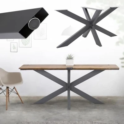 Afbeelding van ML Design Tafelpoten X Design, antraciet, 68x71x120 cm, gemaakt van metaal