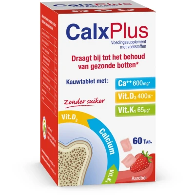Afbeelding van Calxplus Aardbei Kauwtabl 60