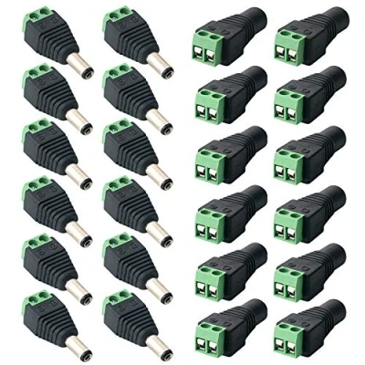 Afbeelding van FULARR® 24 stuks professionele DC stekkerstekker, vat 12 V Power jack Adapter, paar 2 polige mannelijke stekker en vrouwelijke kit, voor CCTV camera led band (5,5 x 2,1 mm)