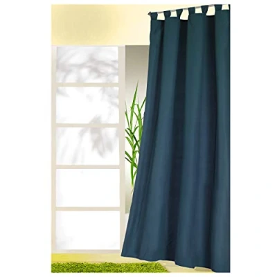 Afbeelding van heimtexland ® Typ117 Decoratief gordijn met lussen en plooiband effen ondoorzichtig maar lichtdoorlatend, Ökotex gecertificeerd (h x b) 175 140 cm, donkerblauw