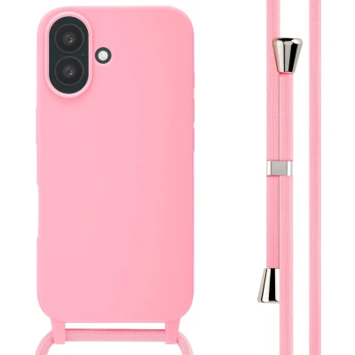 Afbeelding van imoshion hoesje Geschikt voor iPhone 16 met koord Siliconen Roze