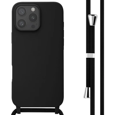 Afbeelding van imoshion hoesje Geschikt voor iPhone 16 Pro Max met koord Siliconen Zwart