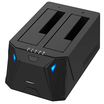 Afbeelding van SABRENT 2,5 inch / 3,5 SATA harde schijf dock, 2 sleuven SSD/HDD naar USB 3.2 adapter, externe behuizing voor schijf, offline klonen, ondersteunt UASP, kabel meegeleverd met voeding