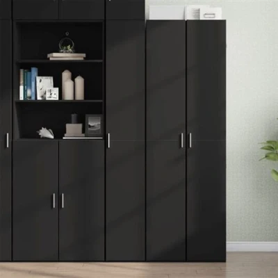 Image de vidaXL Buffet haut noir 30x42,5x185 cm bois d&#039;ingénierie3281393
