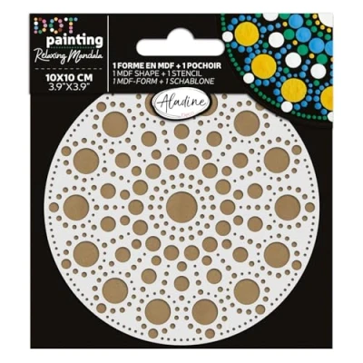 Afbeelding van Aladine Dot Painting MDF Board &amp; Stencil 10cm Round (85500)