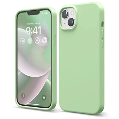 Afbeelding van elago Beschermhoes van vloeibare siliconen compatibel met iPhone 14 Plus (6,7 inch), beschermhoes, schokbestendig, 4 structuren, zachte microvezel, voorkomt krassen (zwart)
