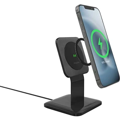 Afbeelding van mophie Snap+ Wireless Stand Bureauhouder Geschikt voor MagSafe Snelladen Zwart
