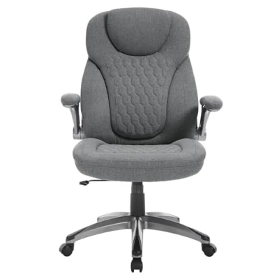 Afbeelding van WOLTU BS169gr Ergonomische bureaustoel met hoofdsteun en armleuningen, draaibaar, wielen, in hoogte verstelbaar, draaibare stof, grijs, draagvermogen 200 kg