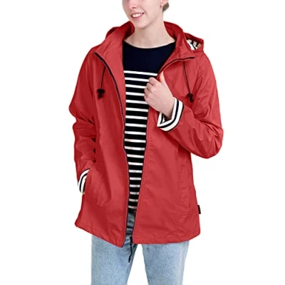 Afbeelding van Breizh Ocean ERQUY Waterdichte regenjas voor dames, slim fit# met gestreepte binnenkant, XS tot 4XL, Rood