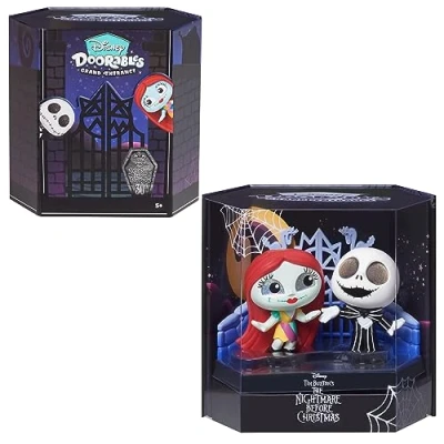 Afbeelding van Disney Doorables Jack Skellington en Sally set met 2 figuren om te verzamelen, 7,6 cm hoog, speelgoed voor kinderen vanaf 5 jaar, exclusief Amazon van Just Play