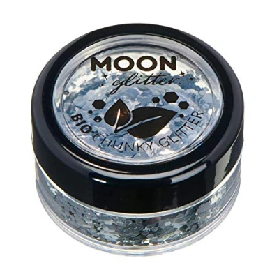 Afbeelding van Eco Chunky glitter van Moon biologisch afbreekbaar, 100% biologische cosmetica voor gezicht, lichaam, nagels, haar en lippen, 3 g, zilver