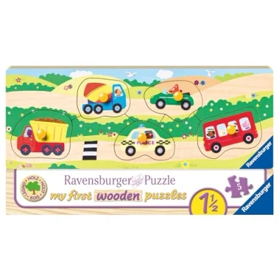 Afbeelding van Ravensburger houten puzzel Voertuigen 5 stukjes