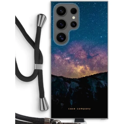 Afbeelding van Case Company® hoesje met Koord geschikt voor Samsung Galaxy S24 Ultra Travel to space Telefoonhoesje Zwart Bescherming aan alle Kanten en Over de Schermrand