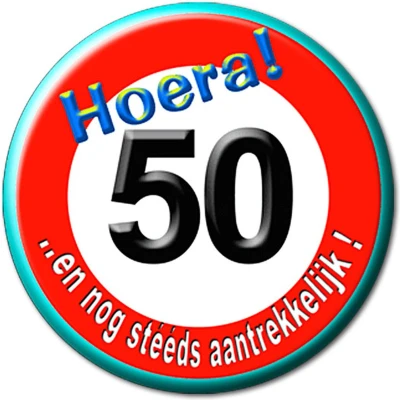 Afbeelding van Button klein 50 jaar Verkeersbord per stuk