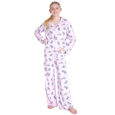 Afbeelding van Disney Pyjama voor meisjes, Stitch, pyjamaset, nachtkleding, kinderen, jongeren, officiële accessoires, 7 14 jaar, Roze