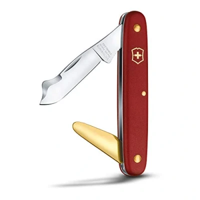 Afbeelding van Victorinox Kombi 2 Okuliermesser, tuinmes, mes spits 45 mm, messenspoeloplosser, rood, 100 mm