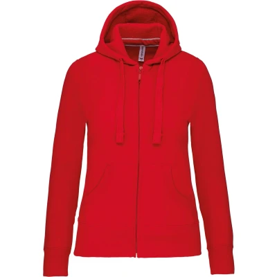 Afbeelding van Kariban Damessweater met rits en capuchon K464 Red
