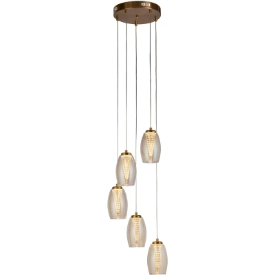 Afbeelding van Searchlight Cyclone Hanglamp Ø 35 X 150 Cm 27W Dimbare LED Incl. Brons En Champagne