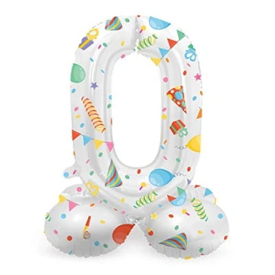 Afbeelding van Folat Staande folieballon Cijfer 0 Joyful Party 72 cm