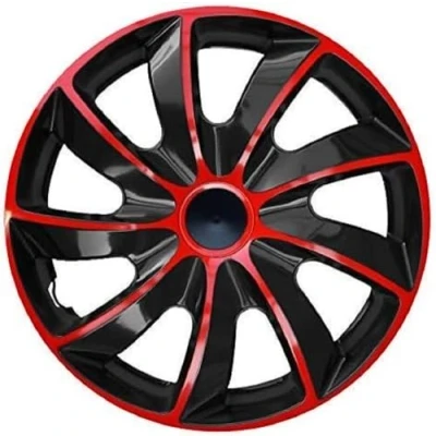 Afbeelding van 17 &quot;QUAD / Wieldoppen Rood en Zwart Set van 4 stuks