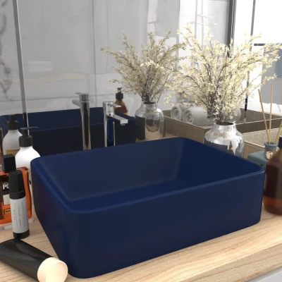 Afbeelding van Wastafel 41x30x12 cm keramiek mat donkerblauw