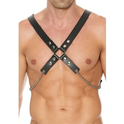 Afbeelding van Shots Ouch! Leren Harnas met Kettingen black One Size