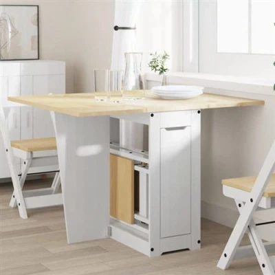 Afbeelding van vidaXL Eettafel Corona inklapbaar massief grenenhout wit
