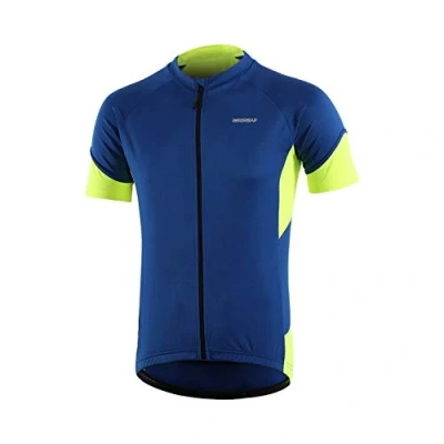 Afbeelding van BERGRISAR Fietsshirt voor heren, ademend, sneldrogend, fietskleding, MTB, korte mouwen, jersey, 650 blauw