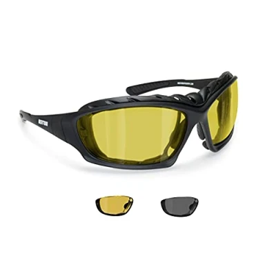 Afbeelding van Bertoni Gepolariseerde fotochromische bril voor motorfiets en extreme sporten afneembare takken elastische randen by Italy P366FTA met optische clip correctieglazen
