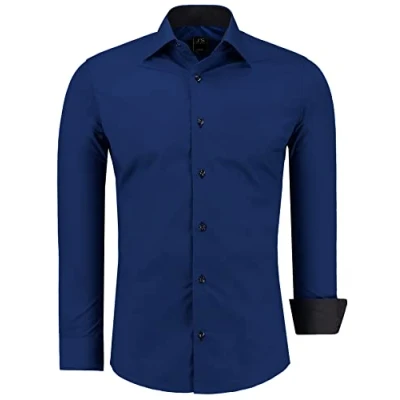 Afbeelding van J&#039;S FASHION Herenhemd slim fit lange mouwen gemakkelijk te strijken Europese maten S tot 6XL, Blauw