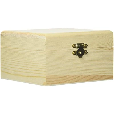 Afbeelding van Klein houten kistje rechthoek 12.5 x 11.5 7.5 cm Hobby/knutselen mini kistjes