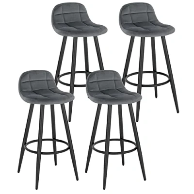 Afbeelding van WOLTU Barhocker 4 delige set, broek met zadelhoes, gevoerde keukenhocker, rugleuning en voetensteun, design hocker, tennishocker, theekhocker, zithoogte 70 cm, donkergrijs BH364dgr