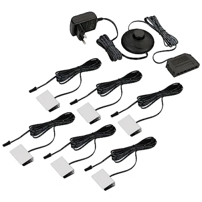 Afbeelding van SEBSON Set van 6 vitrinekasten LED vloerverlichting voor glazen vloer met 12 V voeding schakelaar clips warm wit randverlichting etalage, plank