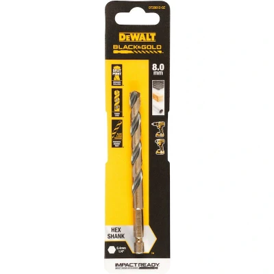 Afbeelding van DEWALT DT20612 QZ HSS G Metaal spiraalboor 1 stuks 8 mm Gezamenlijke lengte 117 Corrosiebestendig Zeskant stuk(s)