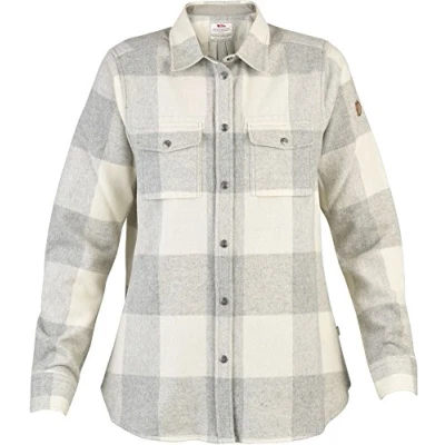 Afbeelding van Fjallraven Canada damesshirt met lange mouwen, wit (Fog Chalk White)