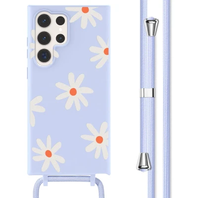 Afbeelding van imoshion hoesje Geschikt voor Samsung Galaxy S23 Ultra met koord Siliconen design Meerkleurig / Lila Flower Distance