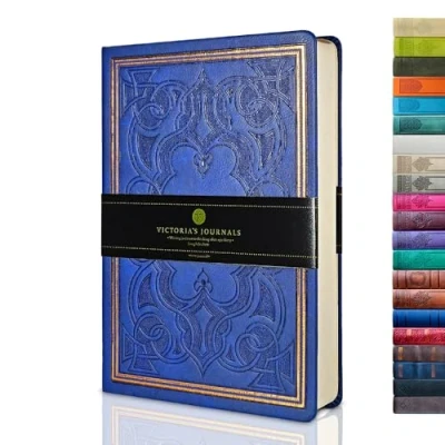 Afbeelding van VICTORIA&#039;S JOURNALS Vintage gelinieerd kunstlederen notitieboek met harde kaft A5 formaat 14 x 20 cm