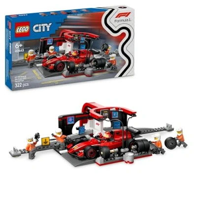 Afbeelding van LEGO City F1 pitstop en pitcrew met Ferrari auto 60443