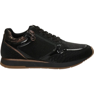 Afbeelding van Tamaris Sneakers laag, Dames, Maat: 42, Black/copper Hoogwaardig imitatieleer